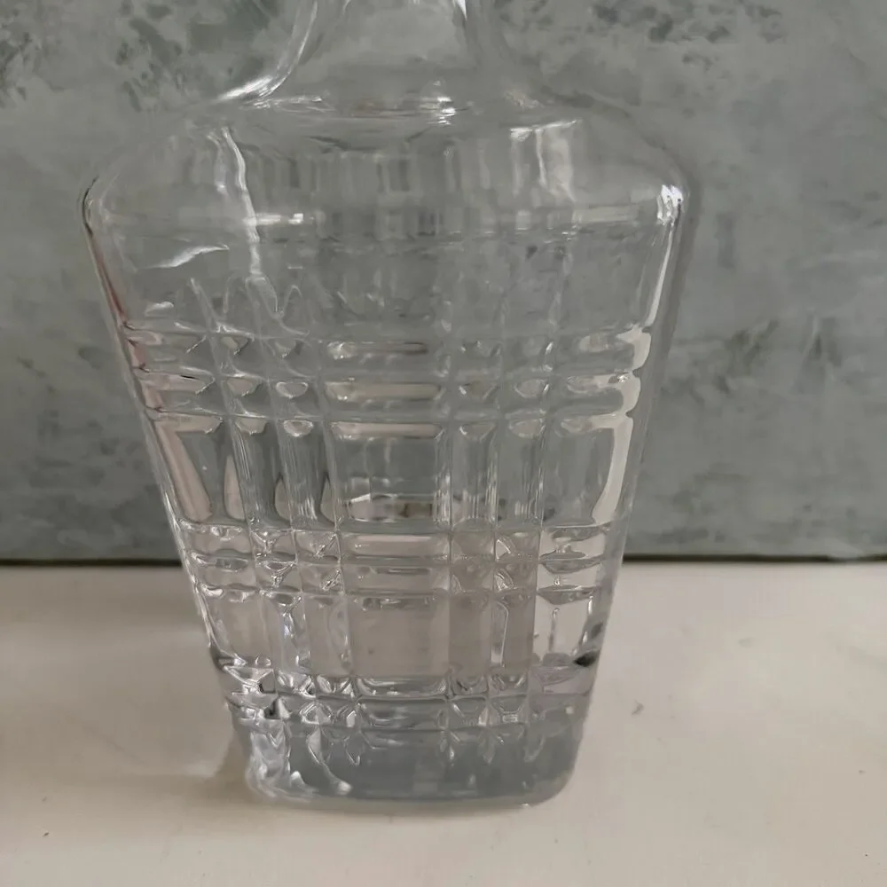 Maketh The Man Art Deco Whiskey Decanter Glass Barware Lead Free Crystal Plaid
